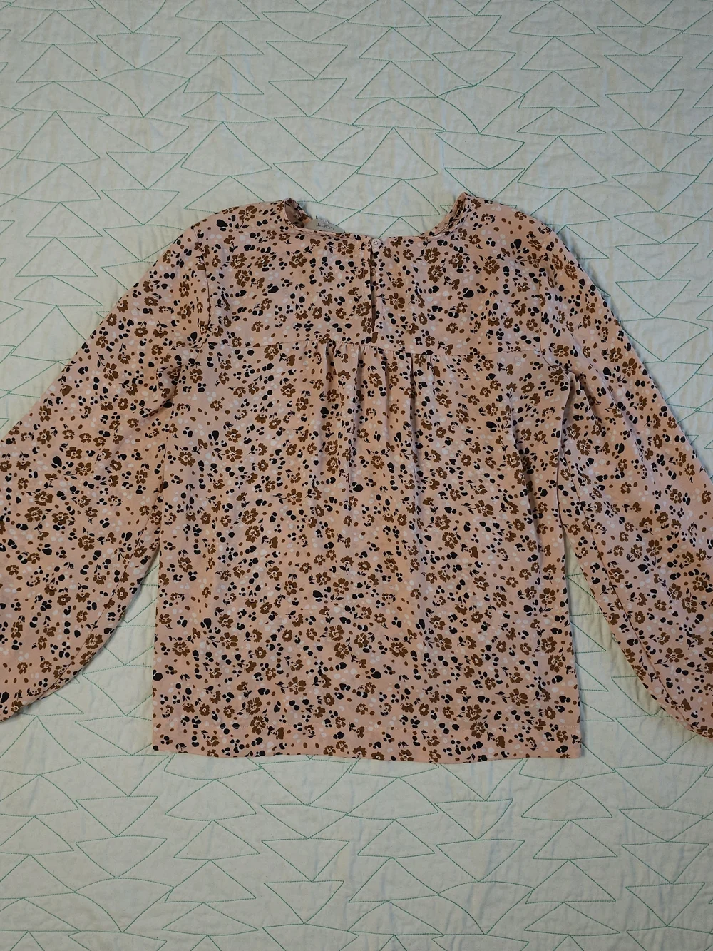 LOFT Outlet Peach Floral Long Puff Sleeve Blouse
